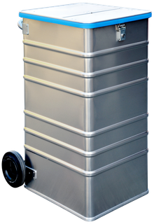 Data disposal container with PVC-bumper 