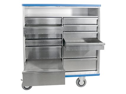 Cupboard trolley with shelf and drawers