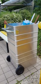 Aluminum bin in the garden