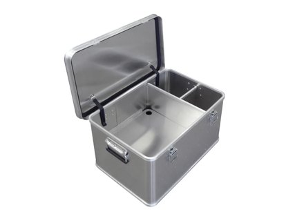 Transport case with divider system and shelf