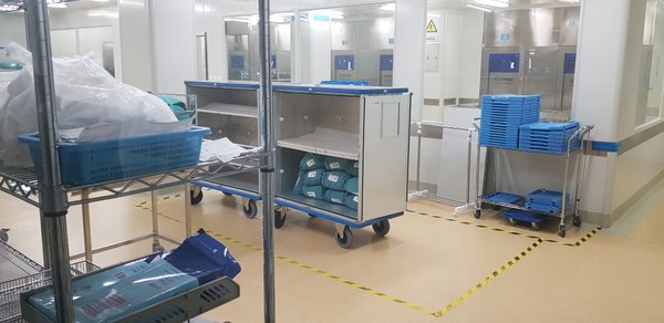 Cupboard trolley in daily hospital use